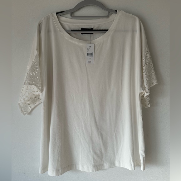 Lane Bryant Eyelet-Sleeve Crew-Neck Tee - Picture 3 of 7